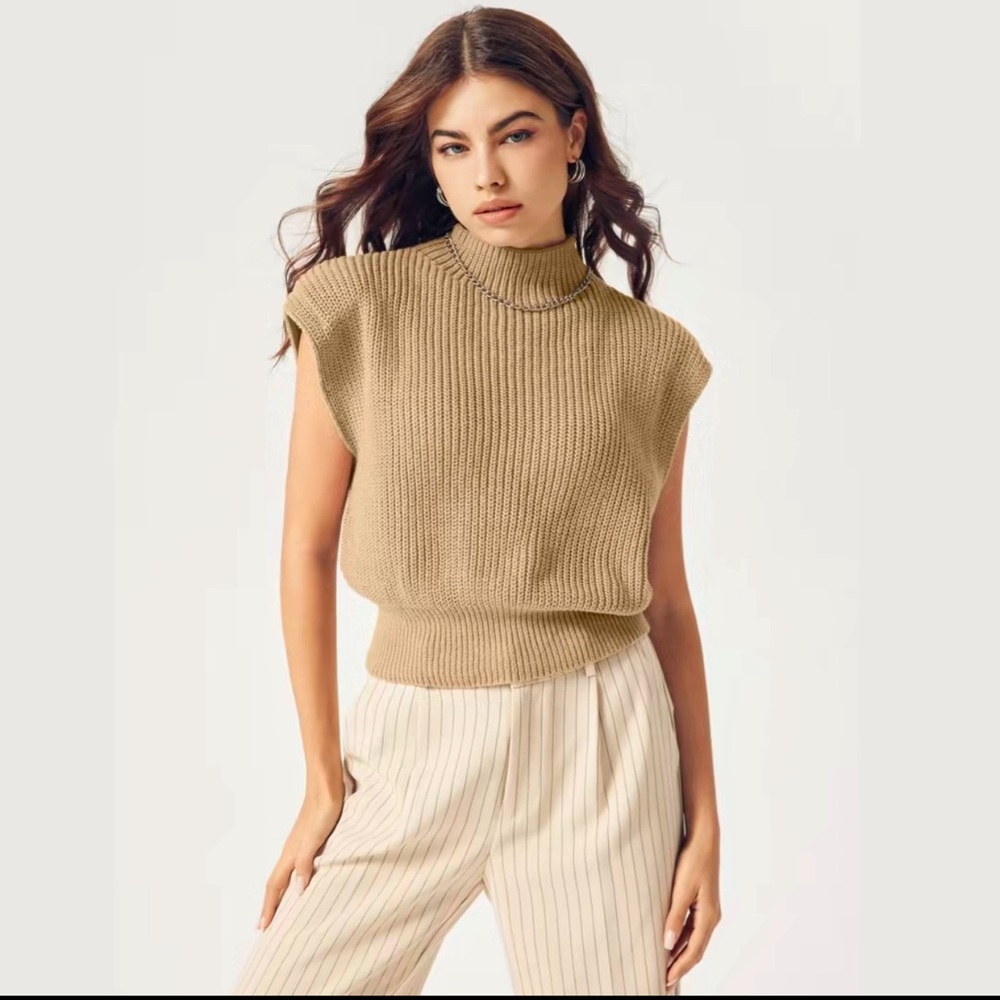 Cider Beige Crew Neck Sweater Vest - Picture 2 of 5